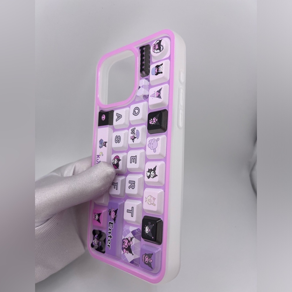 iPhone 16 Pro Max Case – Kuromi Keyboard Design in Pastel Purple - Picture 5 of 6